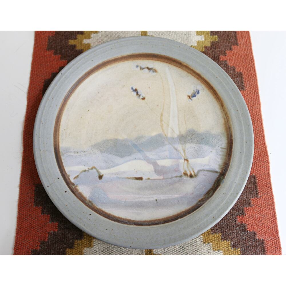 1980's Vintage Hand Thrown and Painted Earthy Decorative Wall Hanging Plate